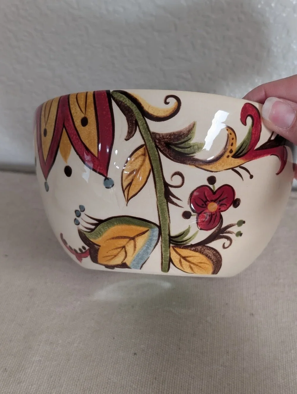 Pier 1 Imports Carynthum Hand Painted Earthenware Soup/Cereal Bowl 6